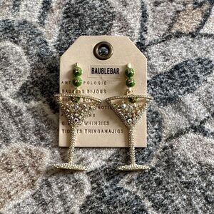 NEW BaubleBar Green and Gold Cocktail Earrings